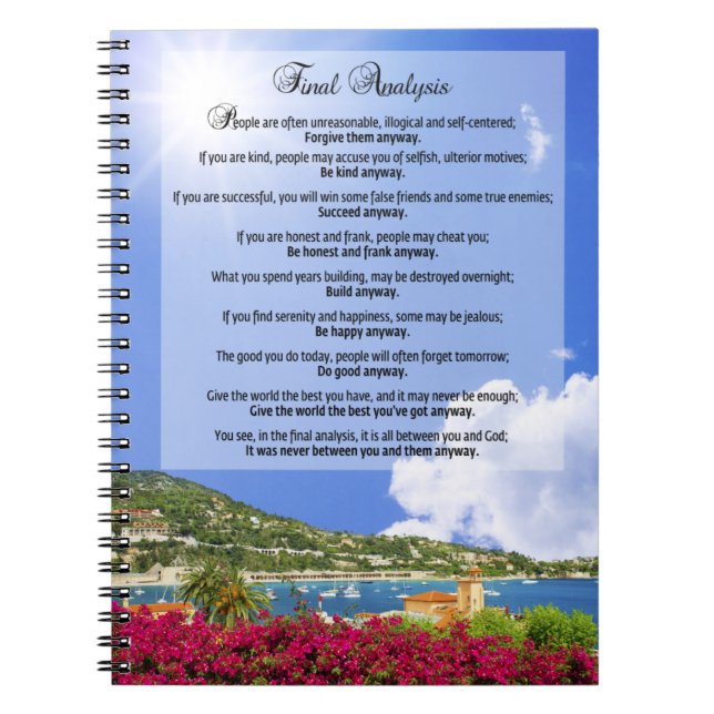 Carnet Analyse finale : "Faites-la de toute façon " (Devant)