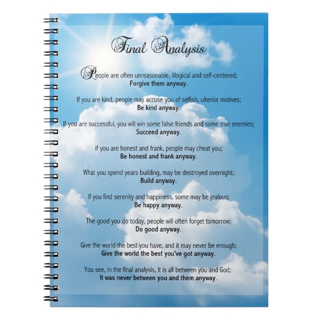 Carnet Analyse finale : "Faites-la de toute façon " (Devant)