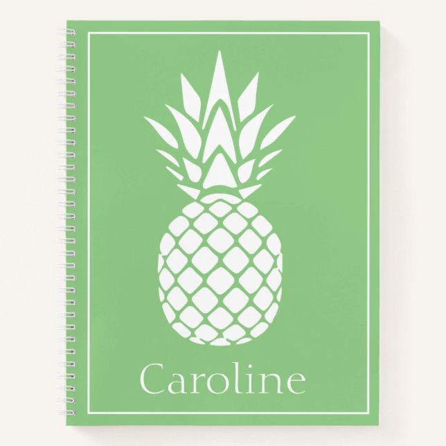 Carnet Ananas Blanc Prépa sur Fond Vert Sauge (Devant)