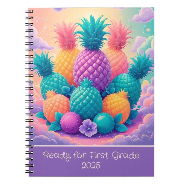 Carnet Ananas coloré pour 1ère année 2025 (Devant)
