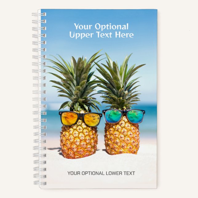 Carnet Ananas de plage de texte personnalisé (Recto)