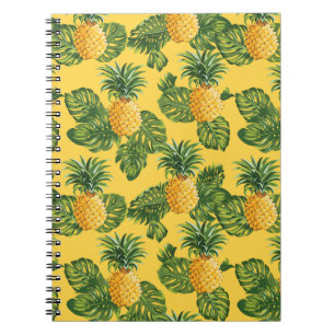 Carnet Ananas et feuille tropical sur l'or