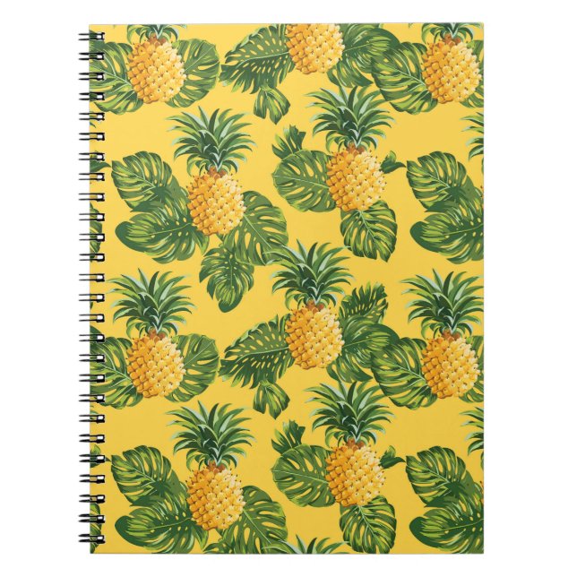 Carnet Ananas et feuille tropical sur l'or (Devant)