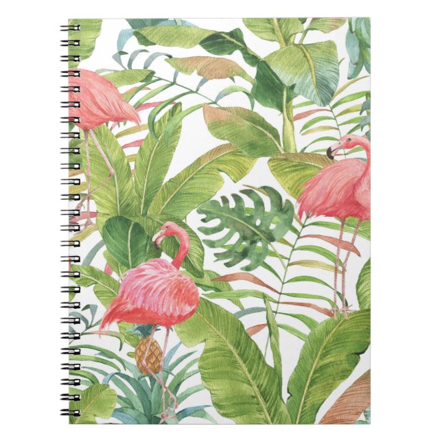 Carnet Ananas Flamant rose tropical : Motif à main (Devant)