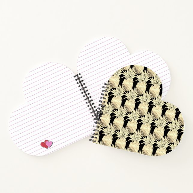 Carnet Ananas Fun Or Et Motif Noir (Intérieur)