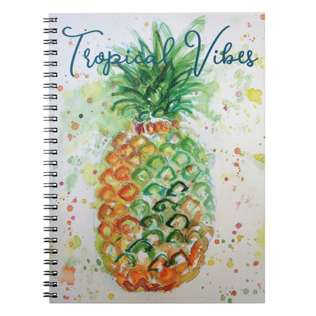 Carnet Ananas Jaune Fruit Plage Vibes Tropicales (Devant)
