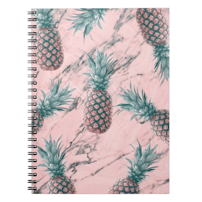 Carnet Ananas & Marbre Rose Tourbillon Moderne Chic Tropi (Devant)