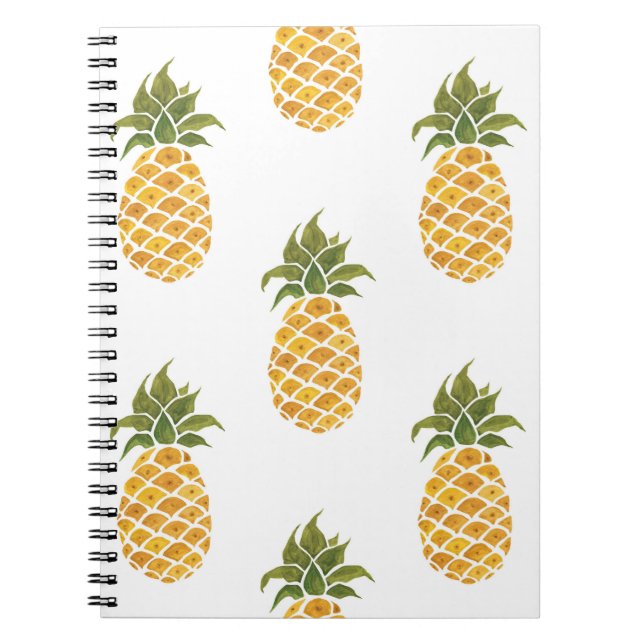 Carnet Ananas peint à la main, arrière - plan aquarelle. (Devant)