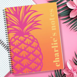 Carnet Ananas rose chaud dégradé jaune orange orange