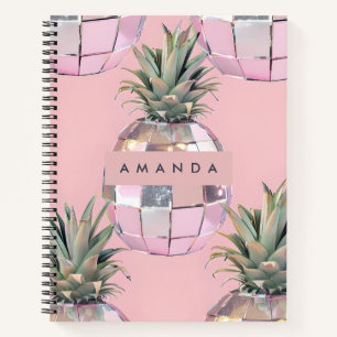 Carnet Ananas Rose Métalisé Disco Glam Personnalisé
