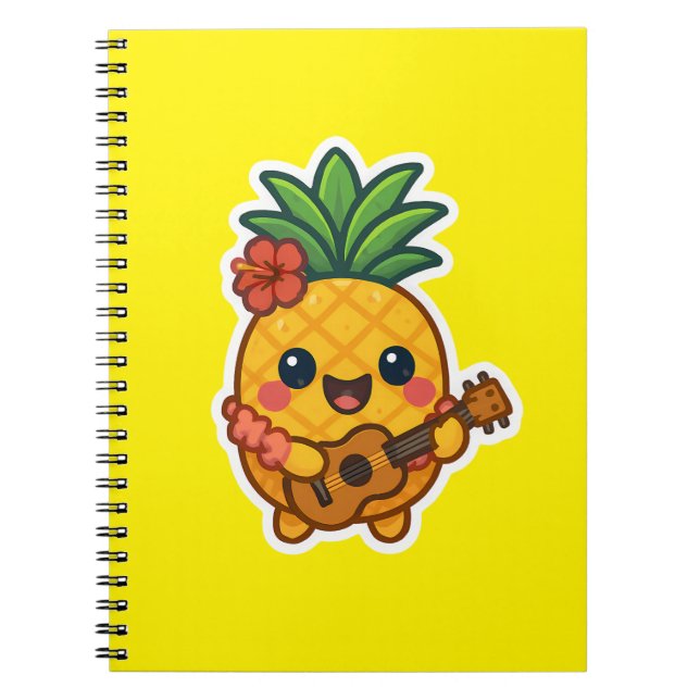 Carnet Ananas souriant Kawaii - Tropical (Devant)