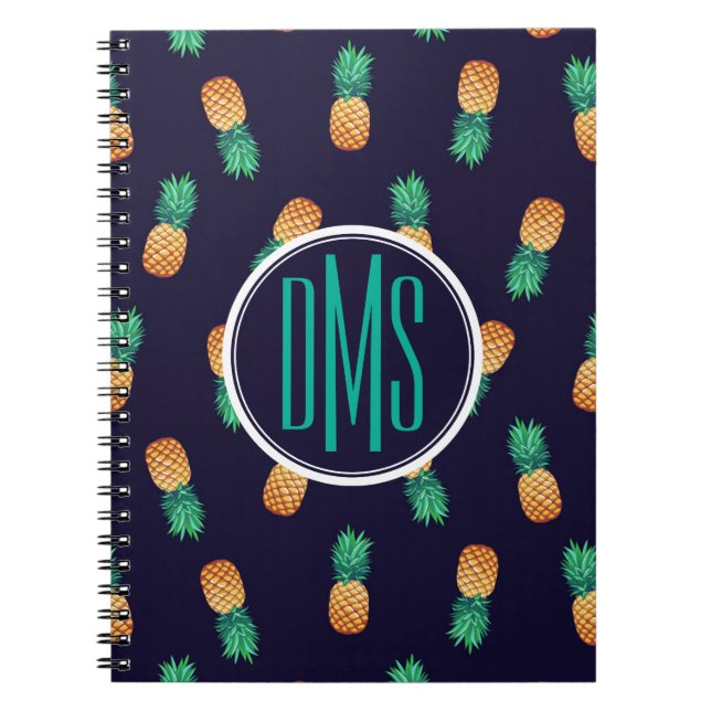 Carnet Ananas sur le monogramme de la marine | (Devant)