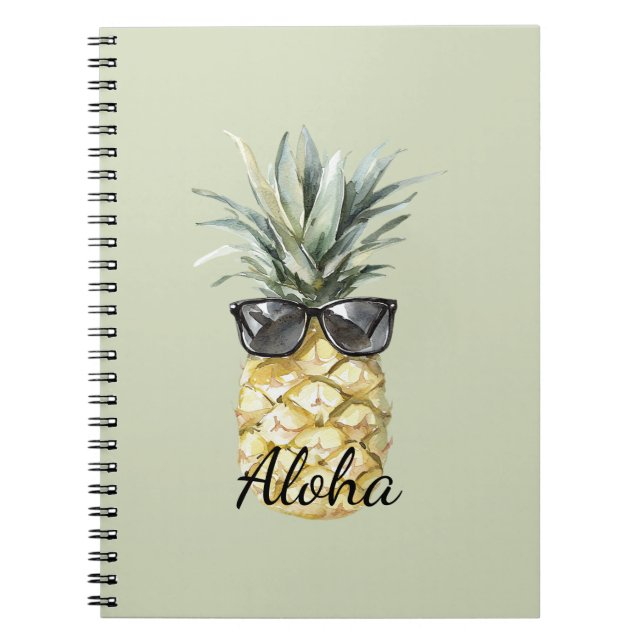 Carnet Ananas Tropical Aloha avec Lunettes de Soleil (Devant)