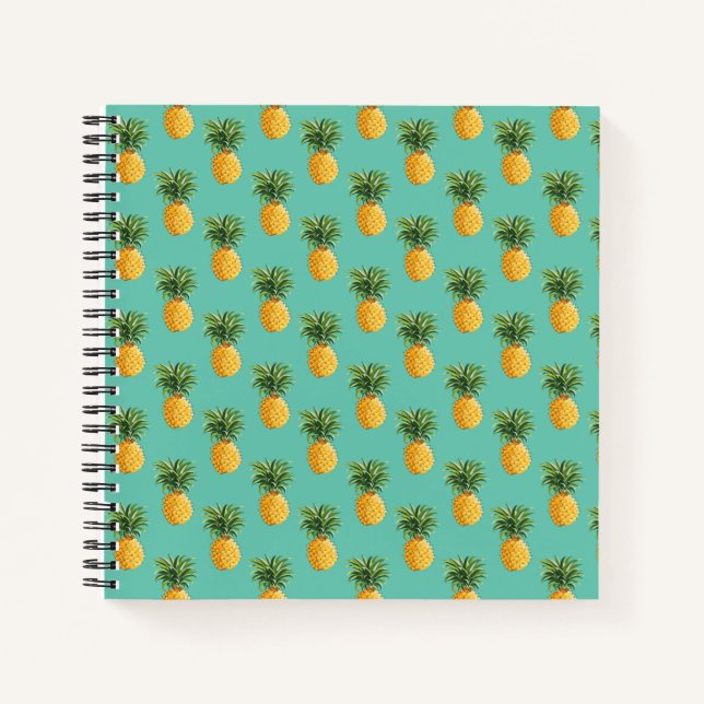 Carnet Ananas Tropical Sur Turquoise (Devant)