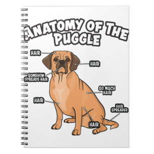 Carnet Anatomie du Puggle Funny Carlin de l'amoureux du c
