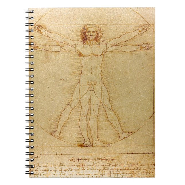 Carnet Anatomie humaine, homme de Vitruvian par Leonardo (Devant)
