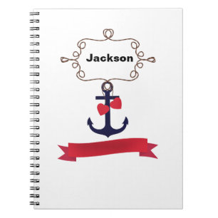 Carnet Anchor rope frame nautical naval sea voyage red ri
