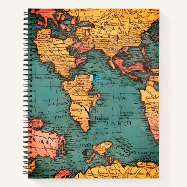 Carnet Ancienne carte du monde écologique (Devant)