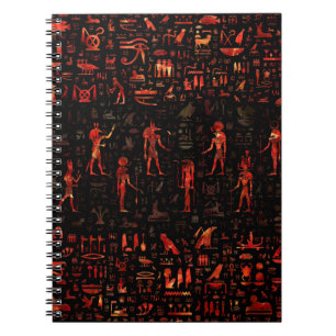 Carnet Ancient Egyptian Gods and hieroglyphs - Red Marble