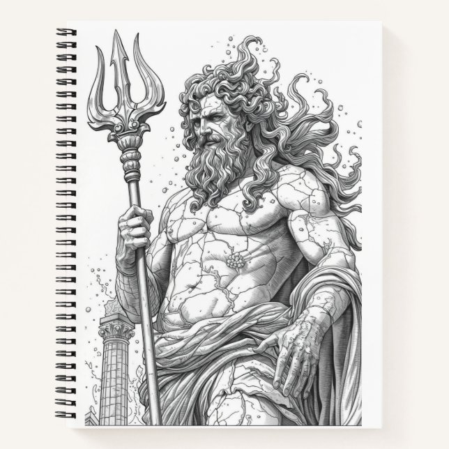 Carnet Ancient Greek Poseidon Stone Statue Graphic (Devant)