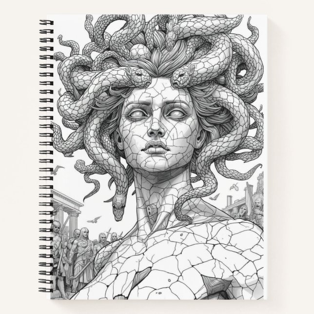 Carnet Ancient Medusa Gorgon - Weathered Marble Statue St (Devant)