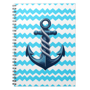 Carnet Ancrage bleu avec vagues bleues