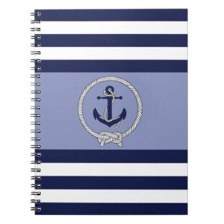 Carnet Ancrage bleu marine/noeud marine/bande bleue/blanc