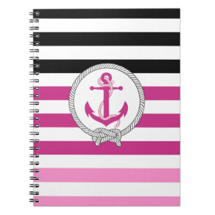 Carnet Ancrage rose marine/noeud marine/bande noire