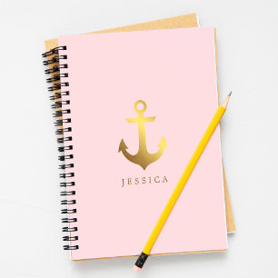 Carnet Ancre à huile rose et Faux Gold