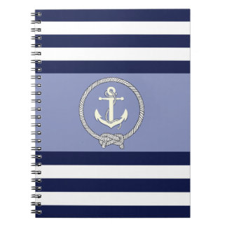 Carnet Ancre blanche marine/noeud marine/bande bleue/blan