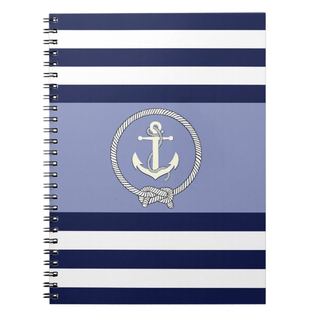 Carnet Ancre blanche marine/noeud marine/bande bleue/blan (Devant)
