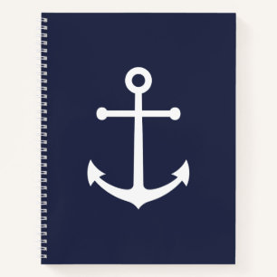 Carnet Ancre blanche marine sur bleu marine