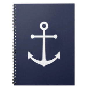 Carnet Ancre blanche marine sur bleu marine