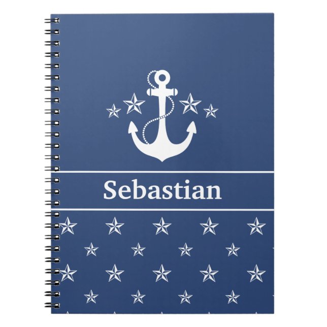Carnet Ancre bleue avec des étoiles (Devant)