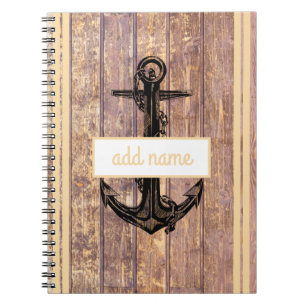 Carnet Ancre Côtière Rustique Jaune Nom Naudtique