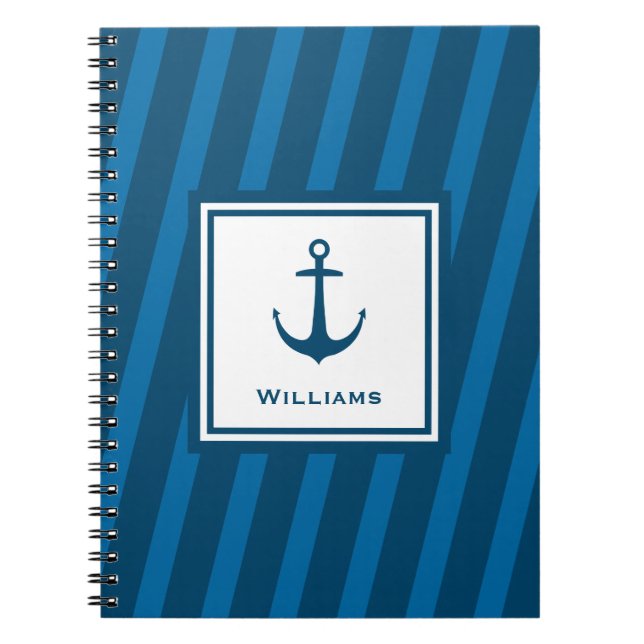 Carnet Ancre de nom nautique rayée de la marine moderne (Devant)