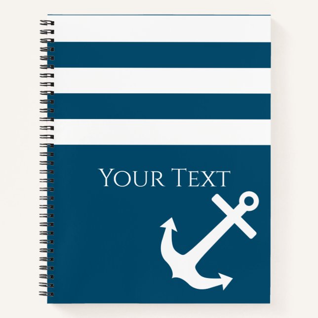 Carnet Ancre et rayures minimalistes Nautiques (Devant)