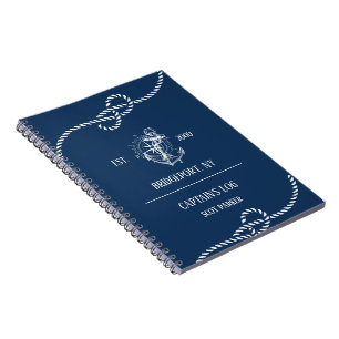 Carnet Ancre marine Bleu rayé