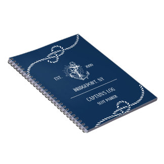 Carnet Ancre marine Bleu rayé