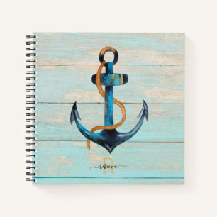 Carnet Ancre nautique de plage Notebook spirale monogramm