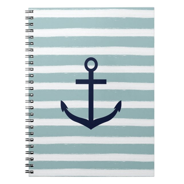 Carnet Ancre Nautique des rayures de menthe (Devant)