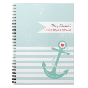 Carnet Ancre nautique Girly personnalisée