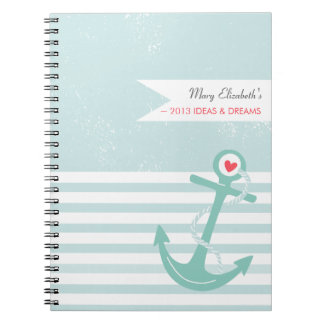 Carnet Ancre nautique Girly personnalisée