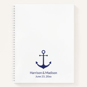 Carnet ancre nautique mariage marine bleu blanc élégant g