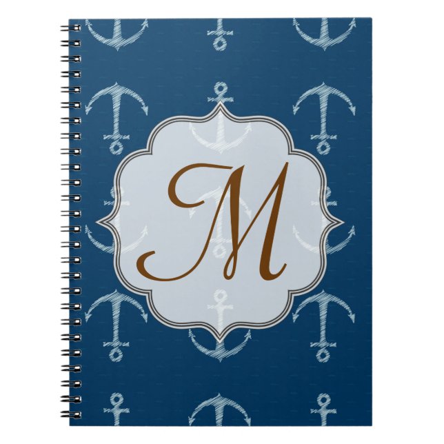 Carnet Ancre nautique Monogramme Note initiale (Devant)