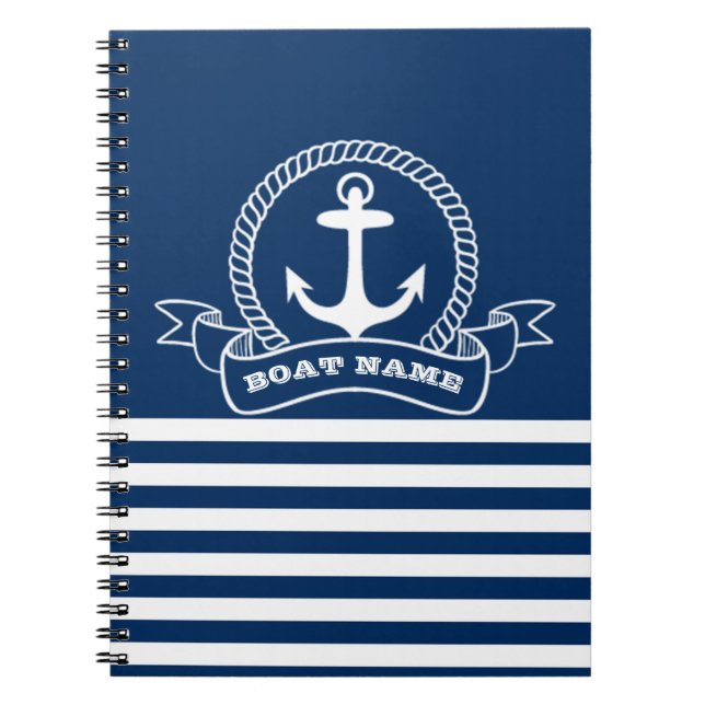Carnet Ancre Naútíque Rayures Bleu Marine (Devant)