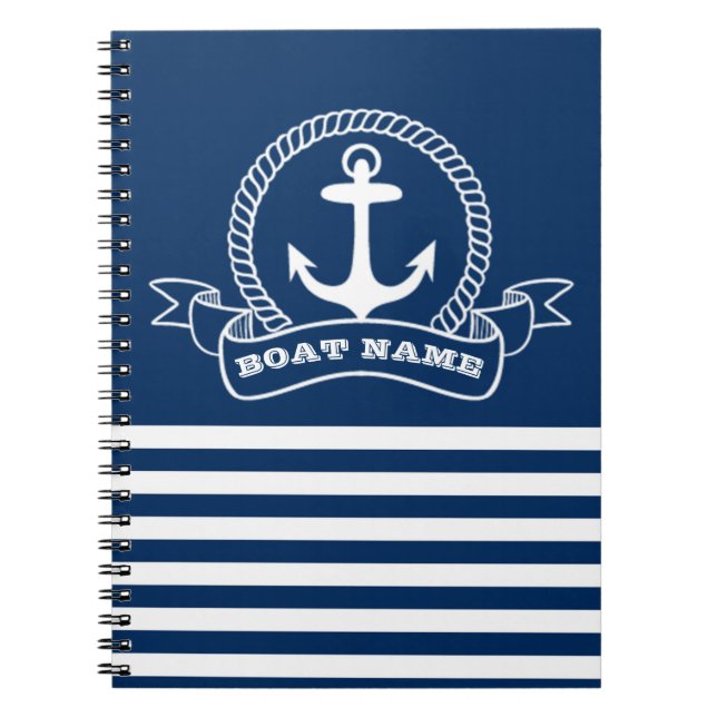 Carnet Ancre Naútíque Rayures Bleu Marine (Devant)