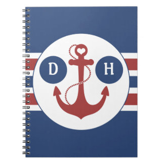 Carnet Ancre nautique rouge et bleue