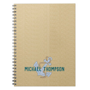 Carnet Ancre personnalisée bois rustique minimaliste Marr