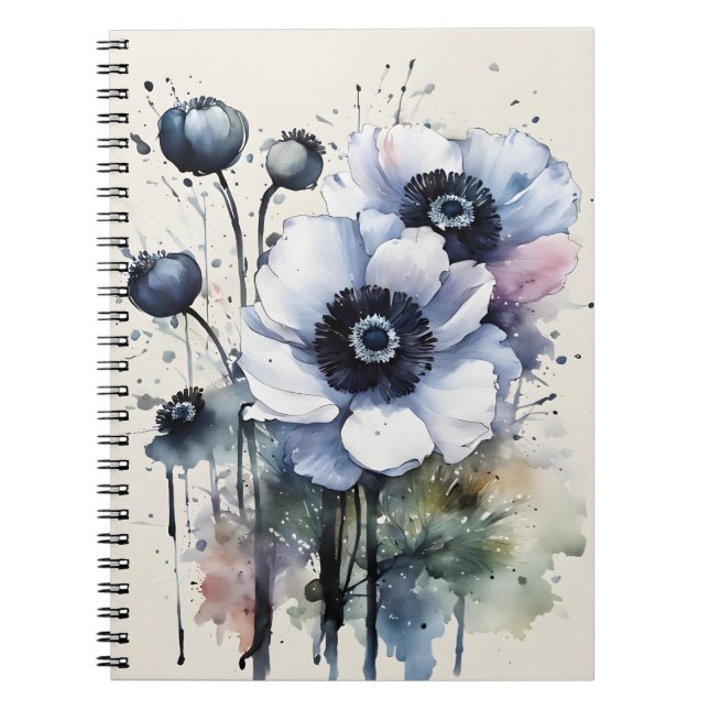 Carnet Anémone - Fleurs aquarelle (Devant)